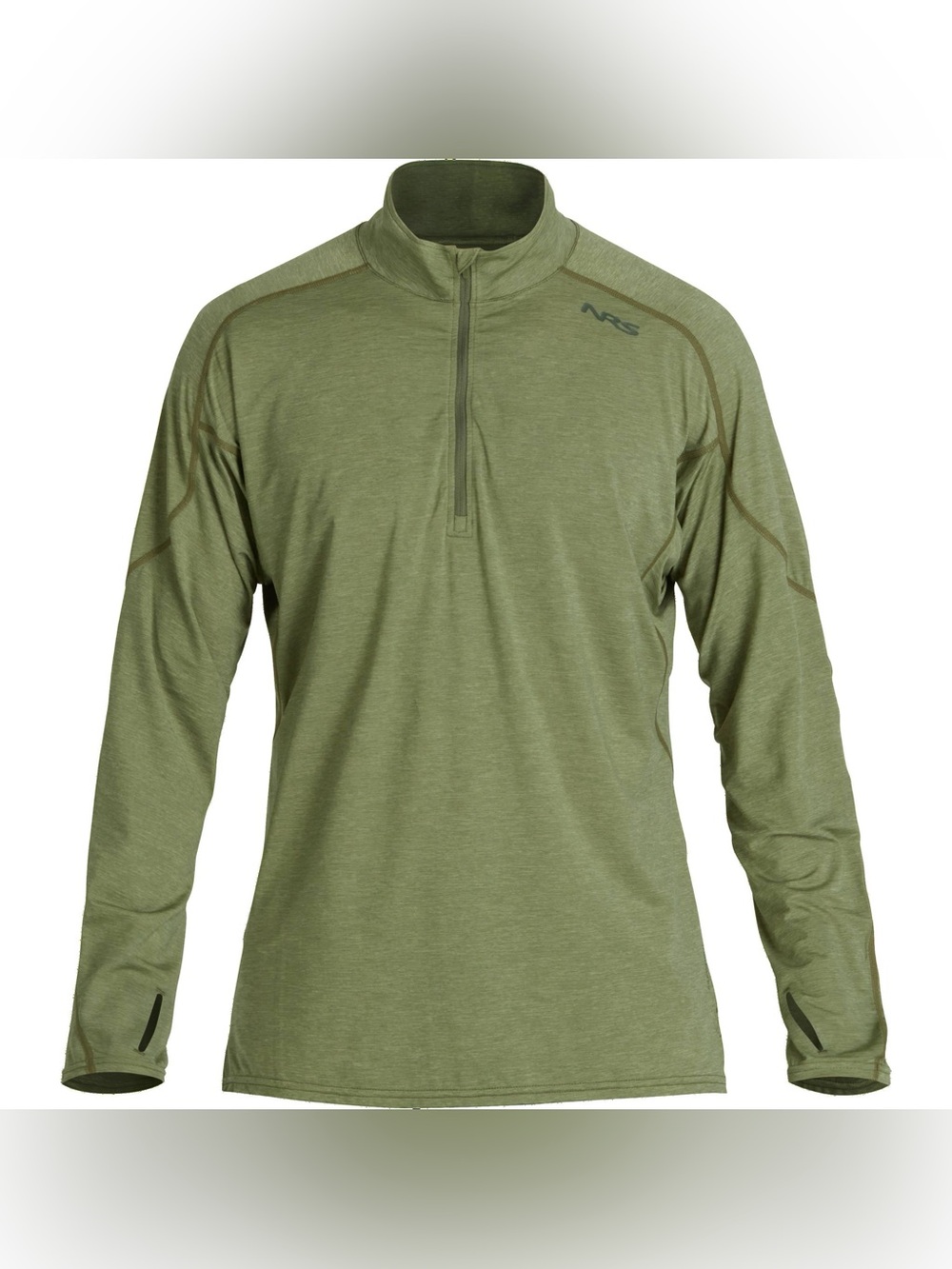 NRS Mens XL Silkweight Baja Sun Shirt Olive UPF 50+ Quarter Zip Outdoors Hiking